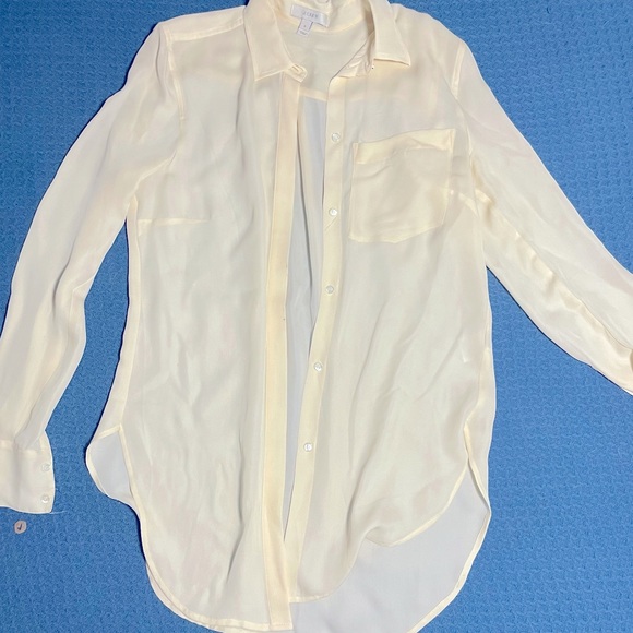 J. Crew Tops - J Crew Size 0 Off White Silk Buttondown Blouse